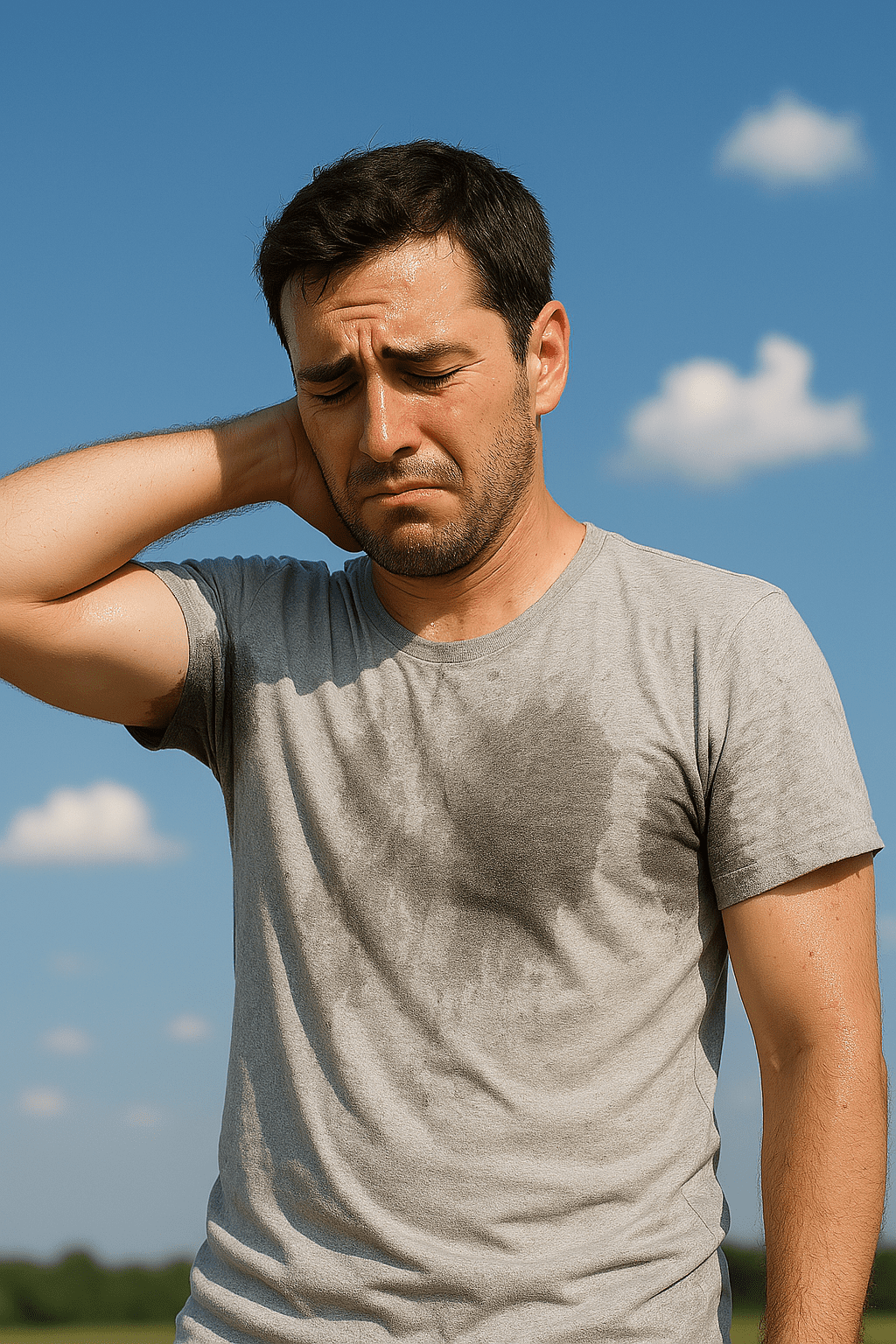 شخص ناراحت از عرق